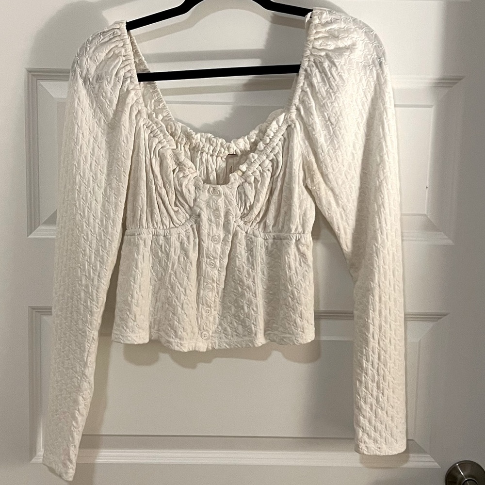 White free people long sleeve top size large